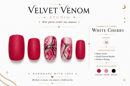 White Cherry | Press On Nails Reutilizables | Talle M