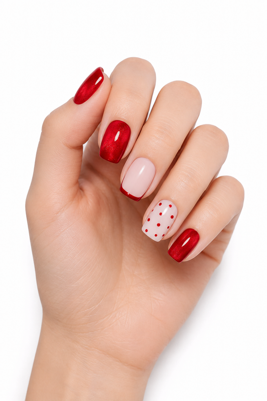 Cat Eye Micro French | Press On Nails Reutilizables | Talle XS