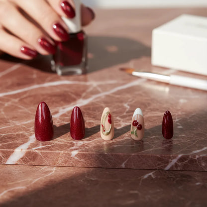Cherry Wine - Press On Nails Reutilizables