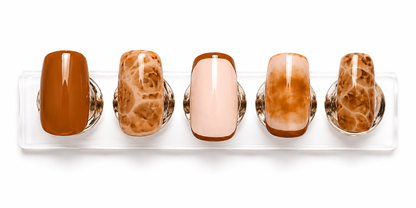 Latte Marble | Press On Nails Reutilizables | Talle S